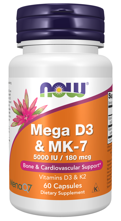 NOW Vitamin D3 & K2 60 Capsules