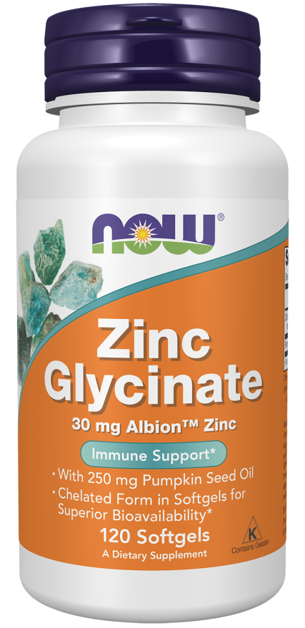 NOW Zinc Glycinate 120 Softgels
