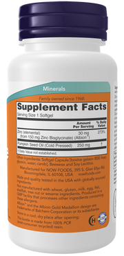 NOW Zinc Glycinate 120 Softgels